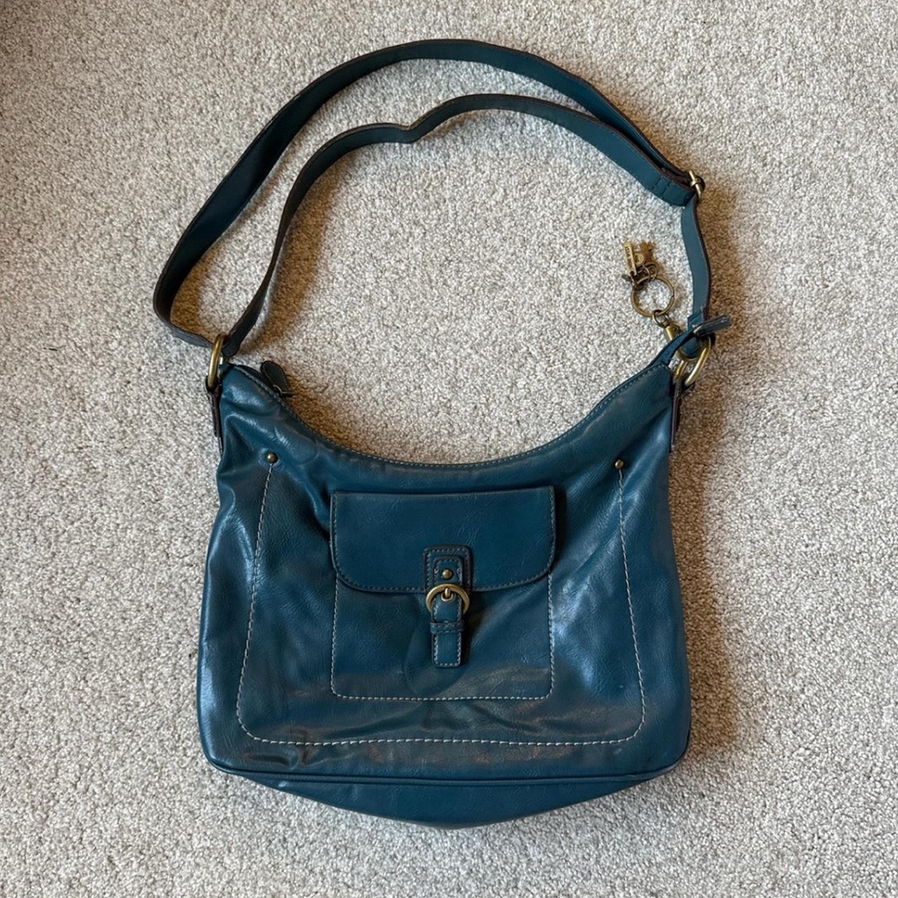 Teal Leather Shoulder Bag